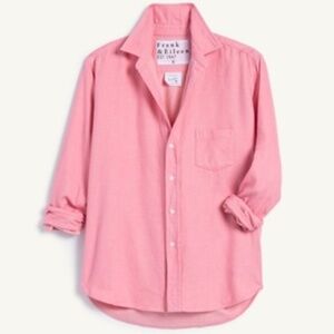 NEW FRANK & EILEEN relaxed button-up shirt in pink herringbone